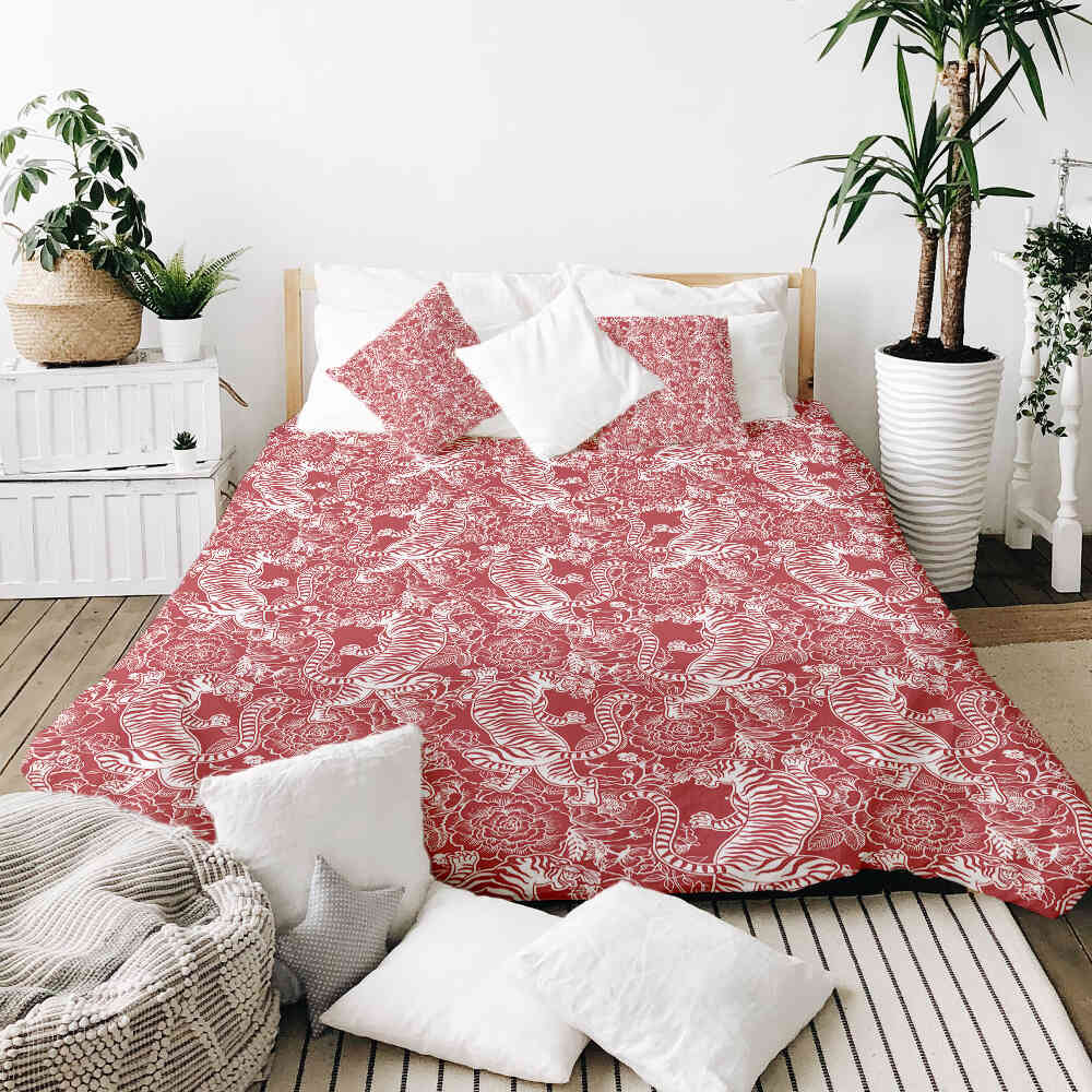 Set de ropa de cama con manta terapéutica tigre chino