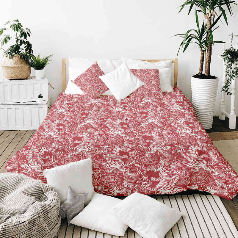 Juego de ropa de cama con manta terapéutica tigre chino