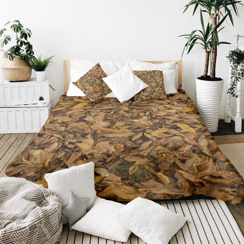 Juego de ropa de cama con mantas terapéuticas hojas de otoño