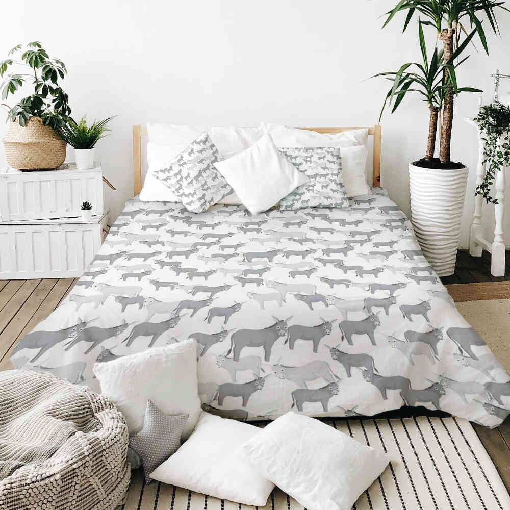Manta terapéutica original - Funda de algodón gris con burros