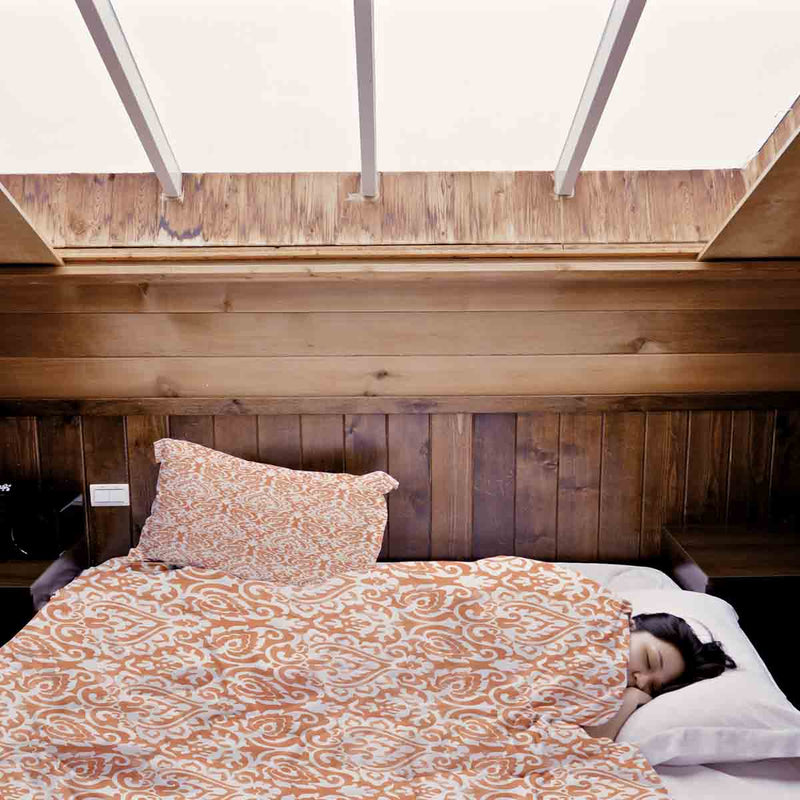 Set de ropa de cama con manta terapéutica Boho naranja