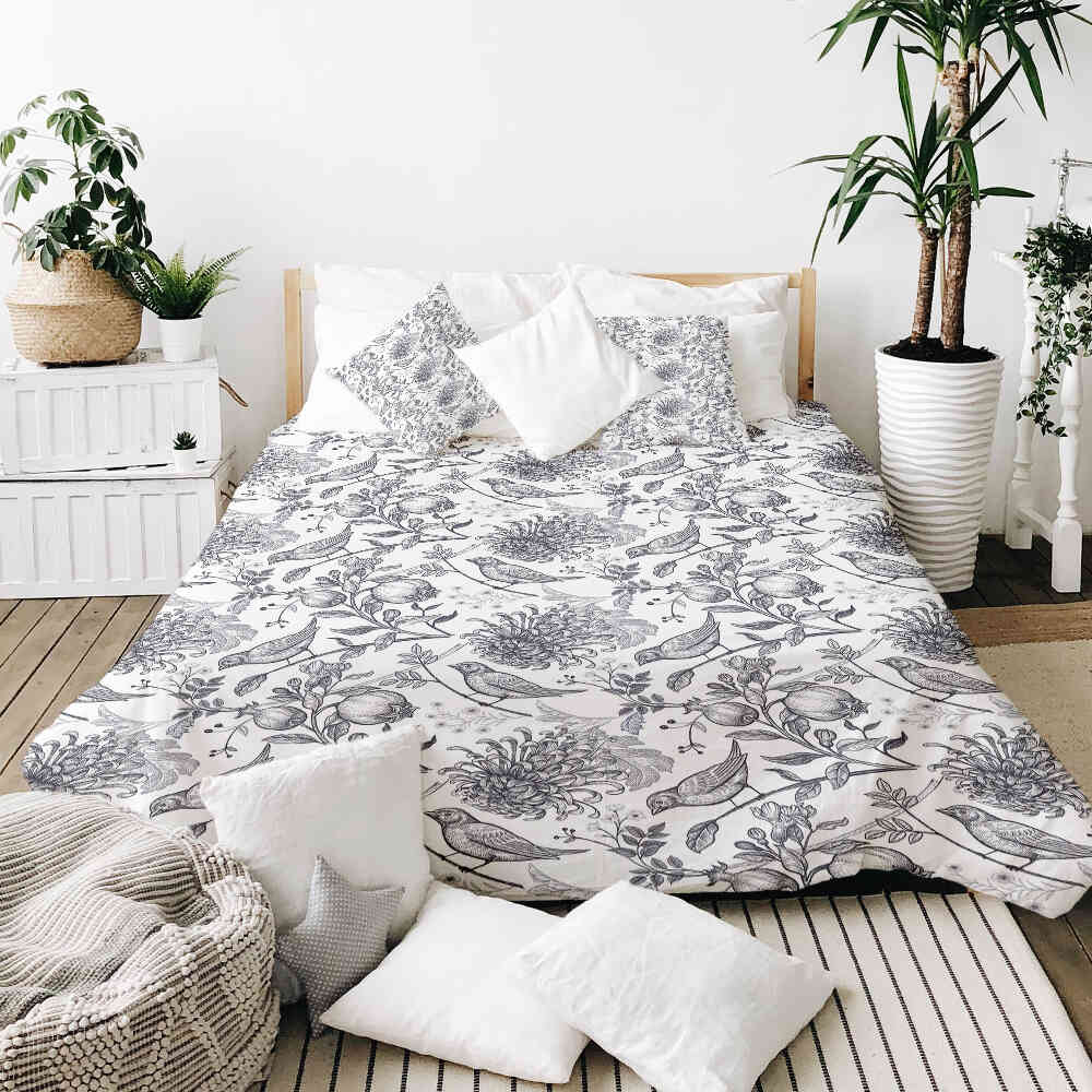 Set de ropa de cama y manta terapéutica gris primavera
