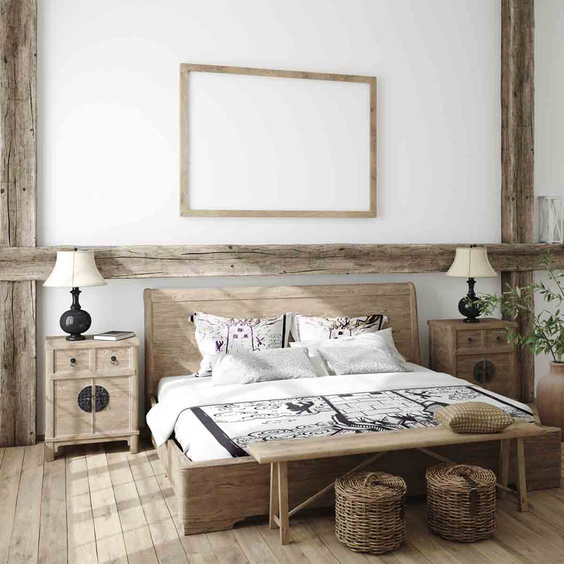 Juego de ropa de cama con manta terapéutica blanca con torre