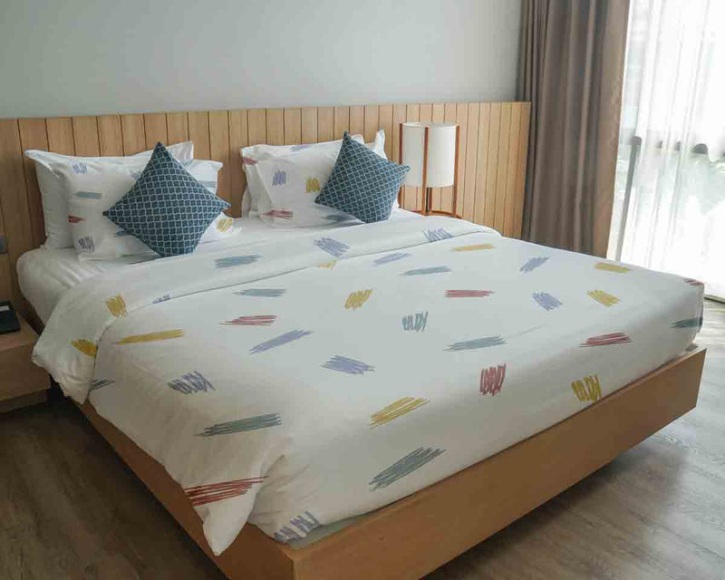 Juego de ropa de cama con mantas terapéuticas y rayas de colores