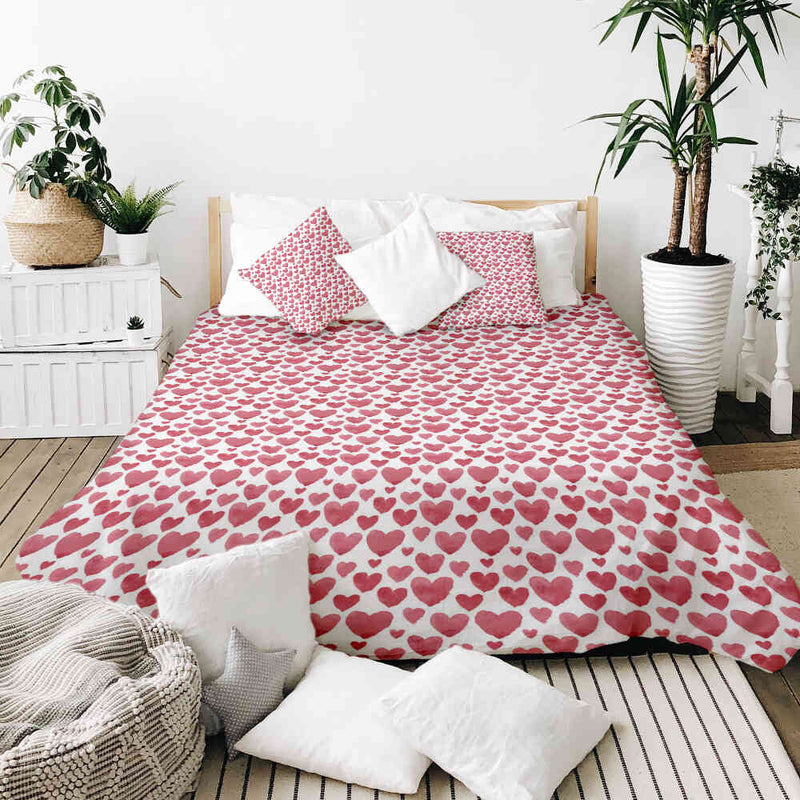 Juego de ropa de cama con mantas terapéuticas Corazones rojos