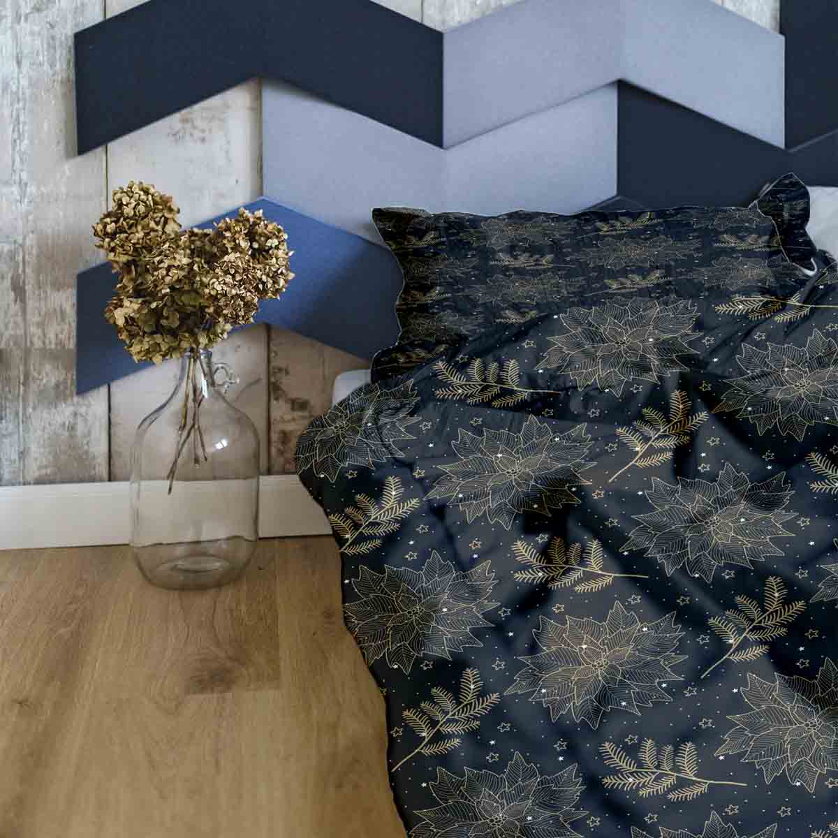 Set de ropa de cama con manta terapéutica negro estrella de Navidad