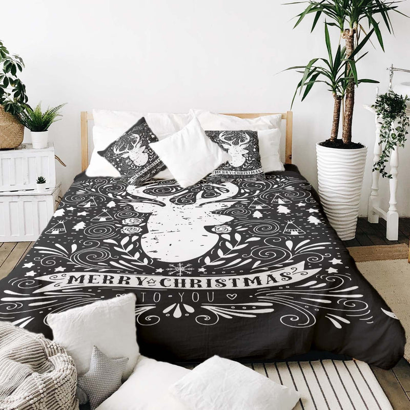 Manta terapéutica original - Funda de algodón negra Feliz Navidad