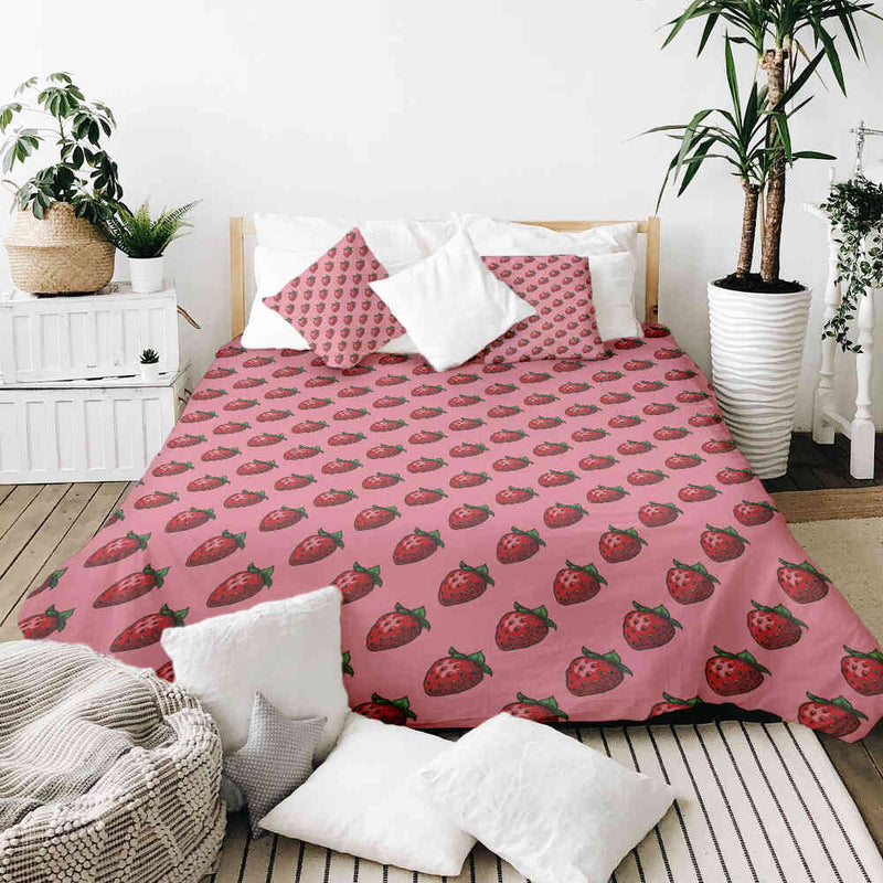 Manta terapéutica original - Funda de algodón rosa con fresas