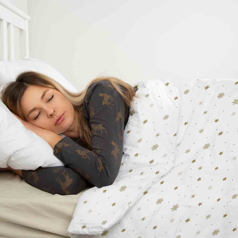 Manta terapéutica original - Funda de algodón blanca con estrellas doradas