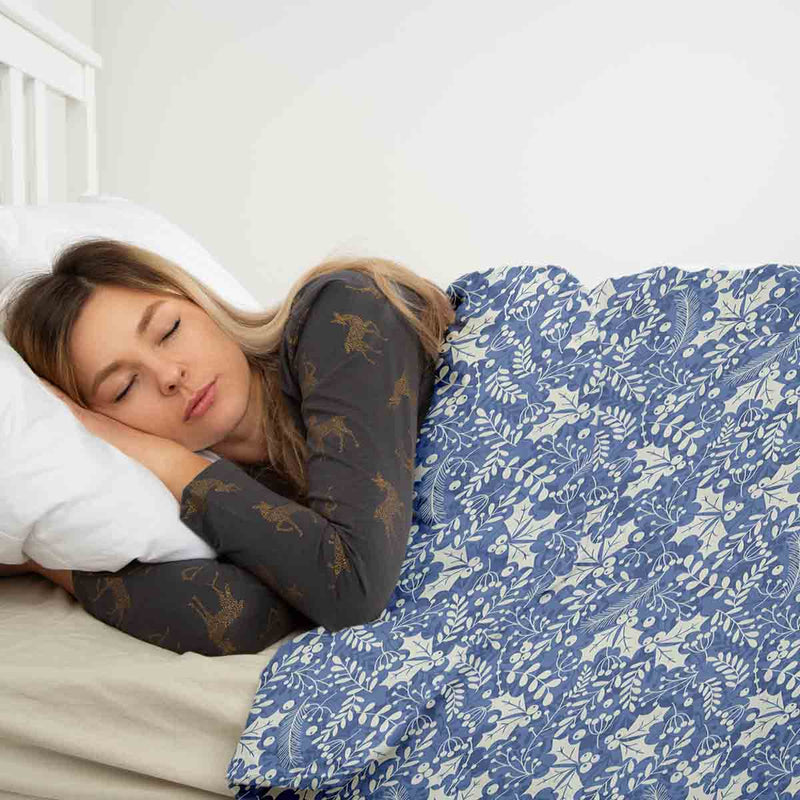 Set de ropa de cama con manta terapéutica azul Navidad
