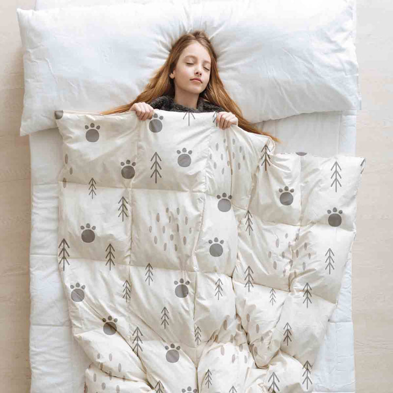 Manta terapéutica original - Funda de algodón con huellas de patas en el bosque