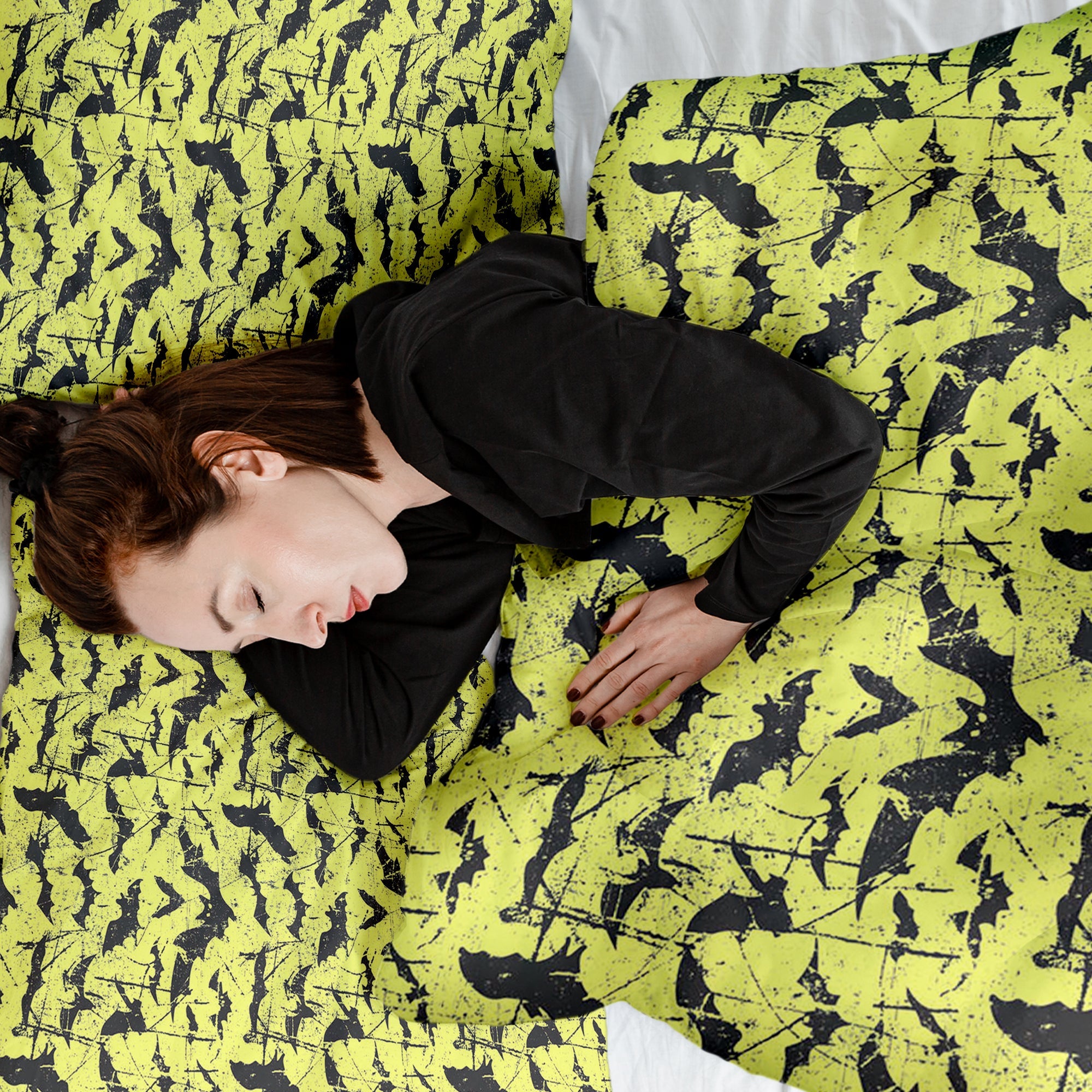 Manta terapéutica original - Funda de algodón amarilla murciélago