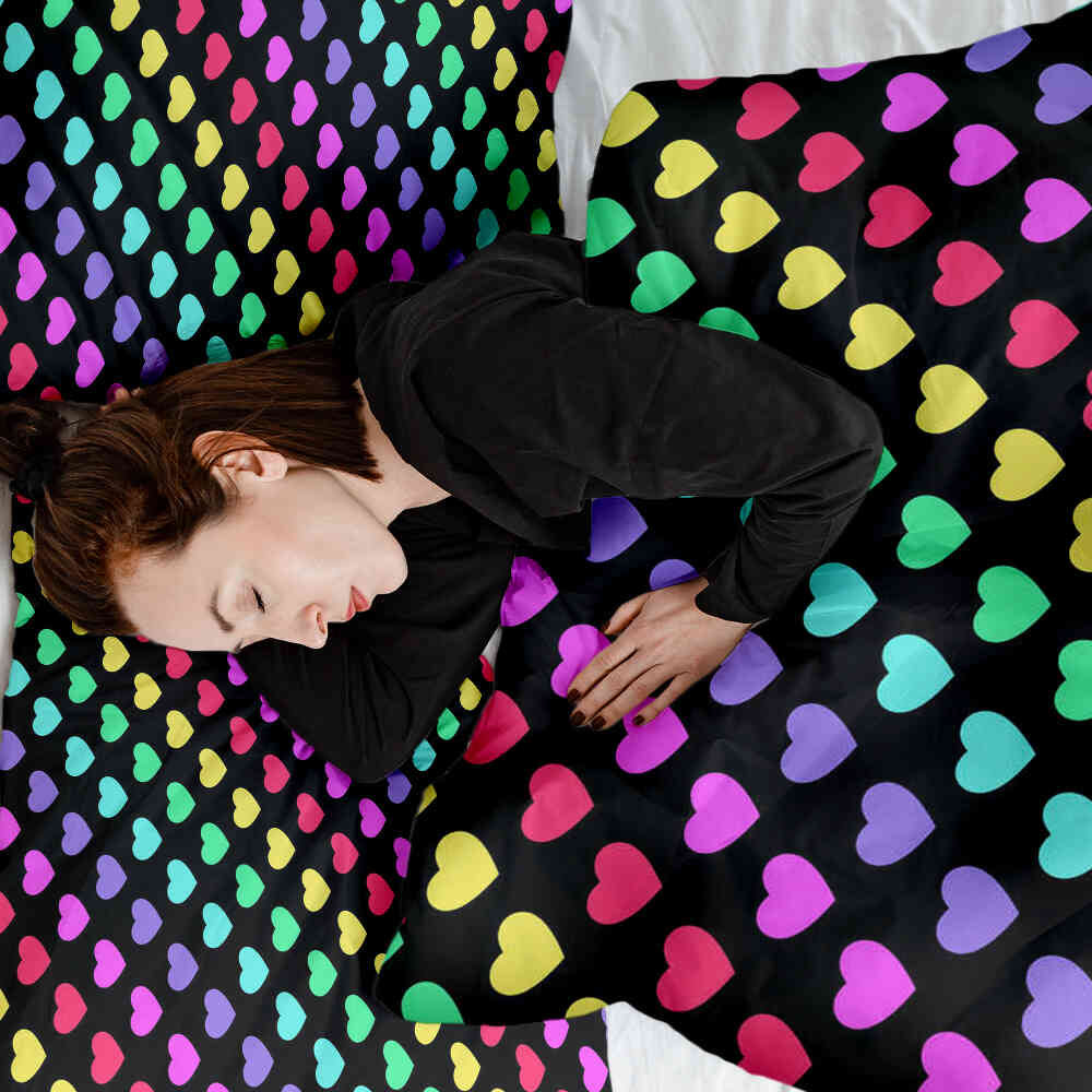 Manta terapéutica original - Funda de algodón con corazones de colores