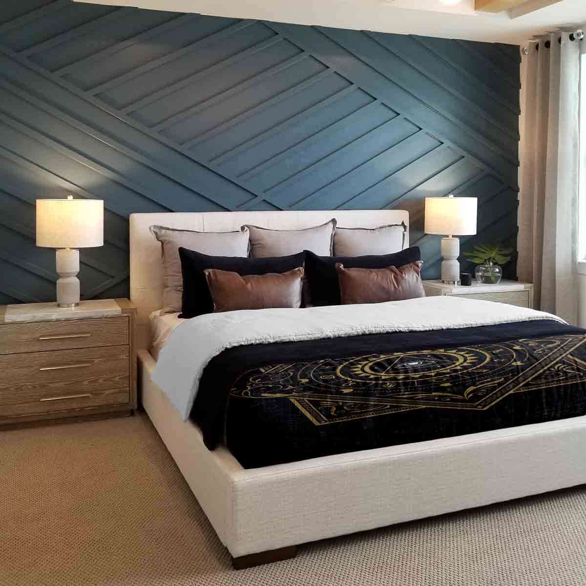 Juego de ropa de cama con manta terapéutica negro místico mandala