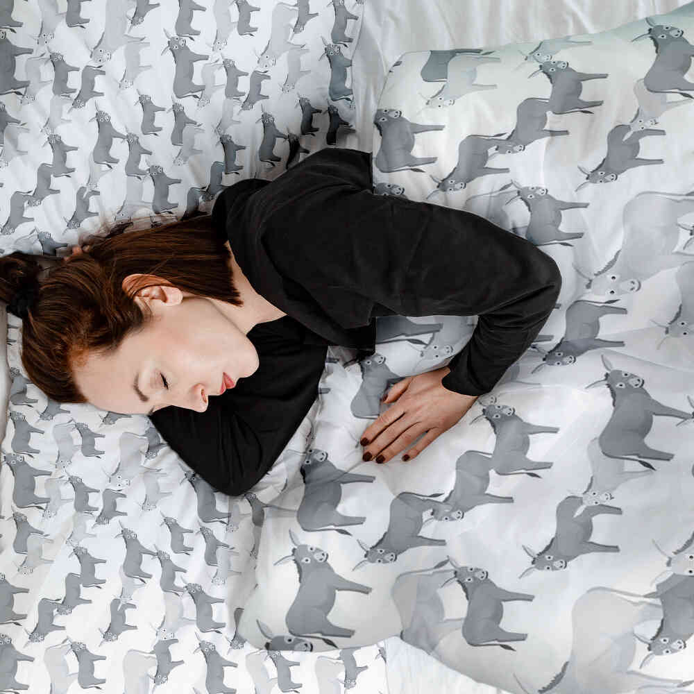 Original Therapiedecke - Juego de Ropa de Cama de Algodón Gris con Burros