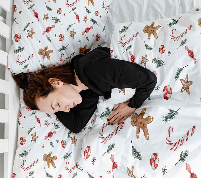 Juego de ropa de cama con manta terapéutica blanca para la época navideña