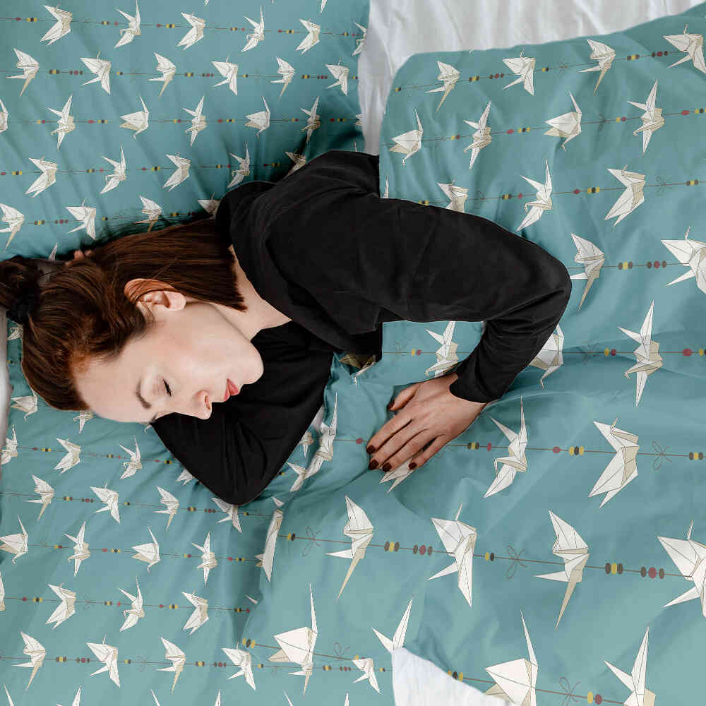 Juego de ropa de cama con manta terapéutica Origami Cisne