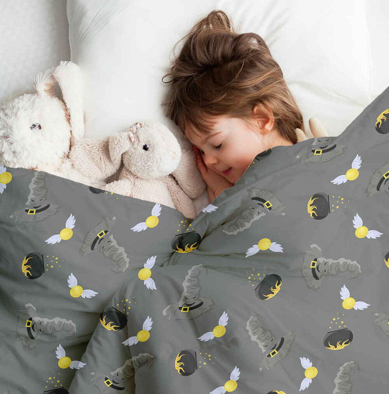 Juego de ropa de cama con manta terapéutica gris Sombrero mágico