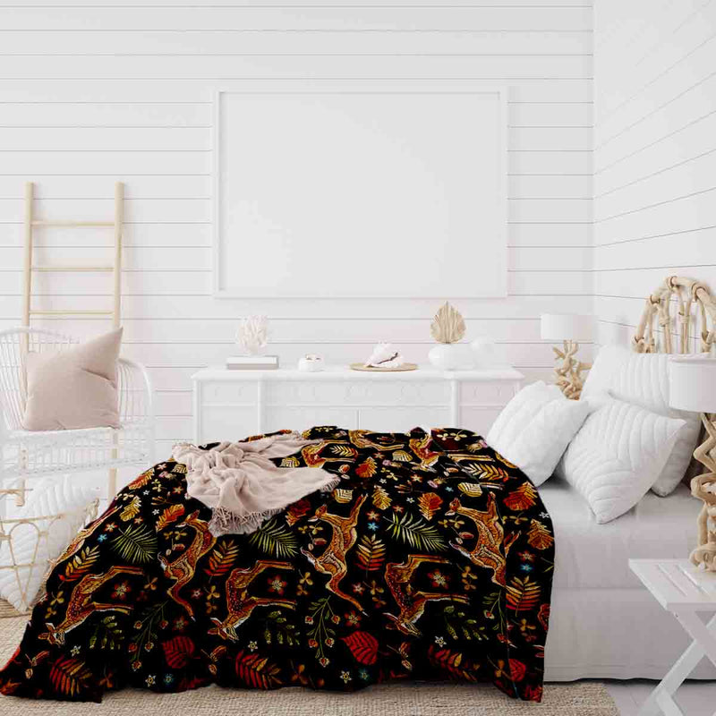 Set de ropa de cama con manta terapéutica marrón con ciervo