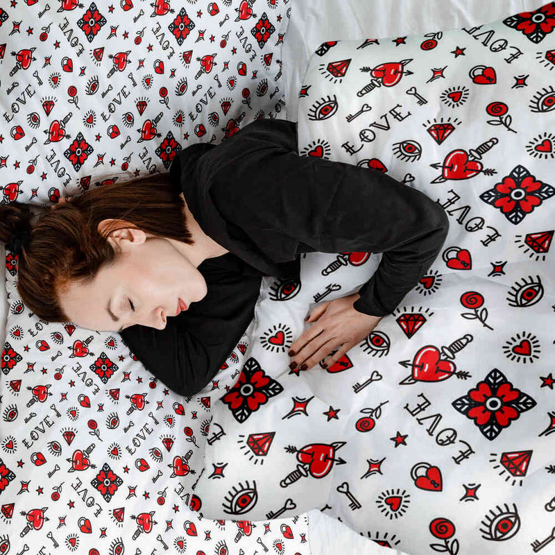 Set de ropa de cama con manta terapéutica amor mixto
