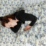 Juego de ropa de cama con manta terapéutica patrón de hojas beige