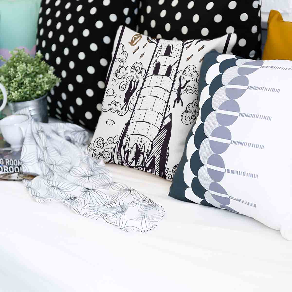 Almohada de salud blanca con torre