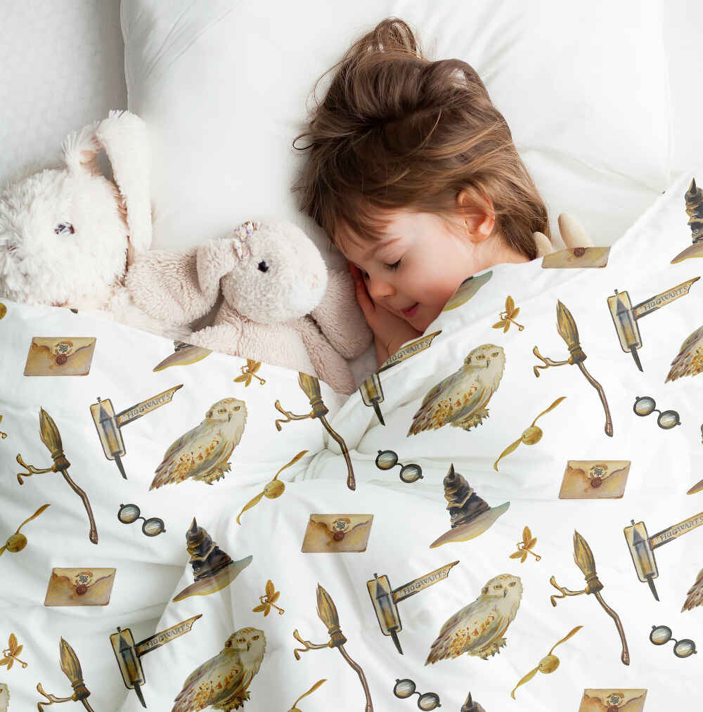 Manta terapéutica original - Funda de algodón blanca con búhos