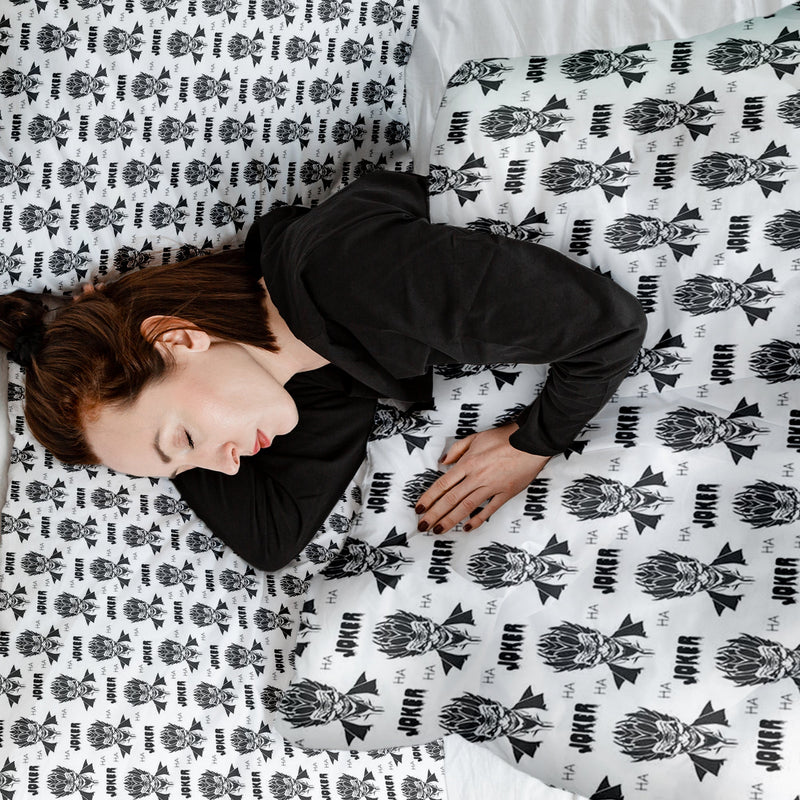 Juego de ropa de cama con manta terapéutica Joker negro y blanco