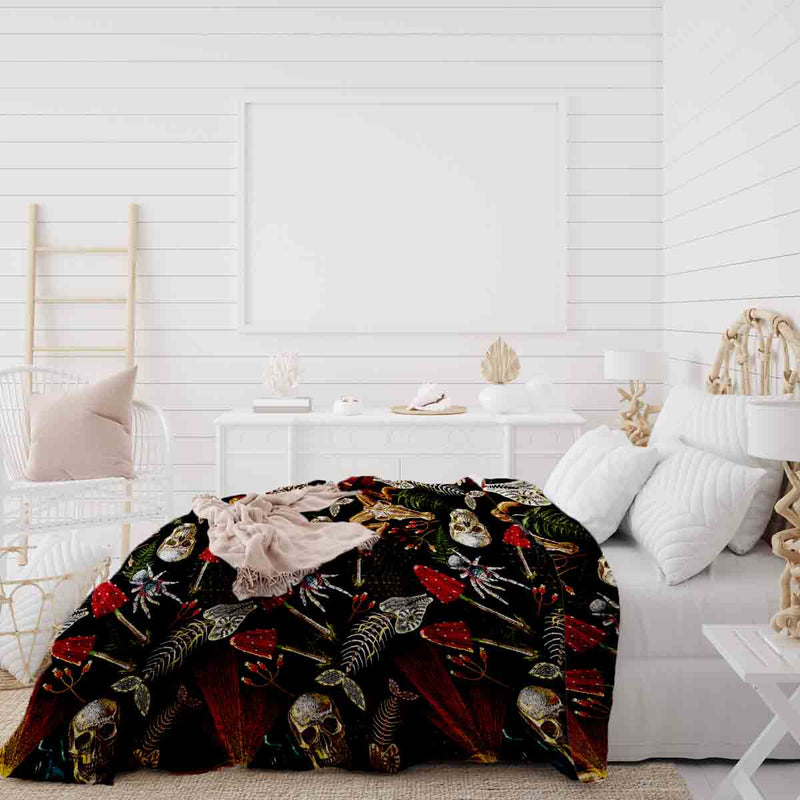 Set de ropa de cama con manta terapéutica Halloween esqueleto
