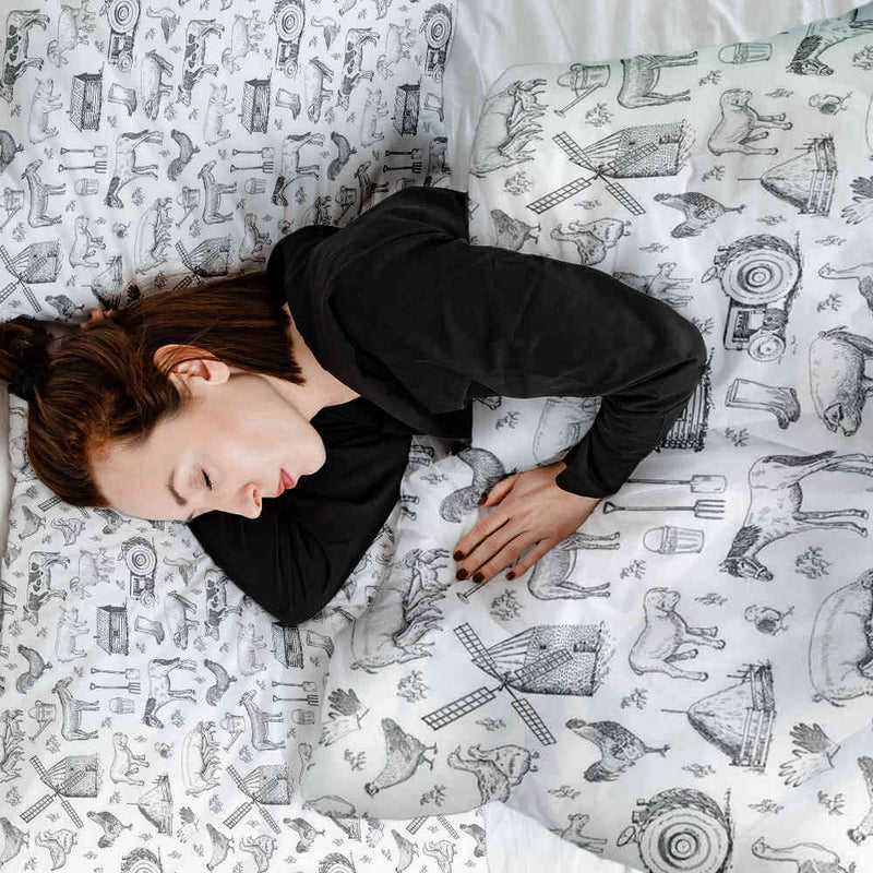 Set de ropa de cama con manta terapéutica gris granja
