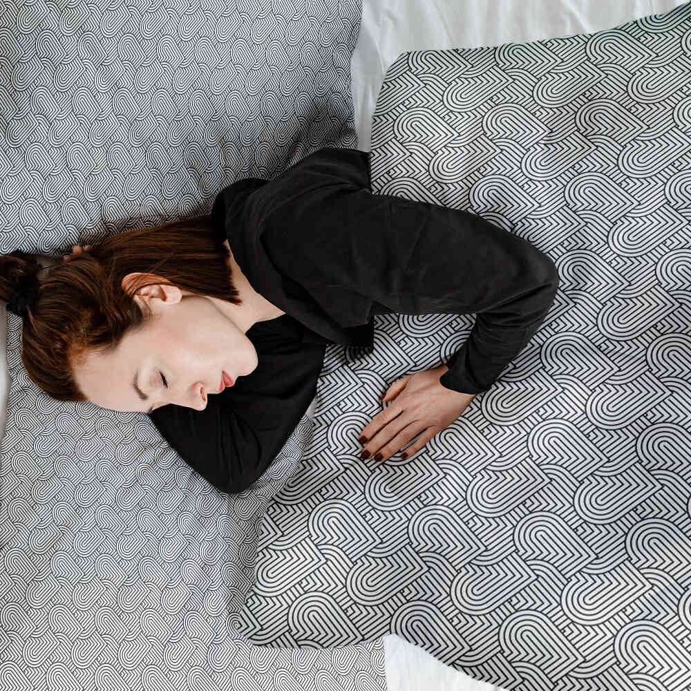 Manta terapéutica original - Funda de algodón gris con corazones geométricos