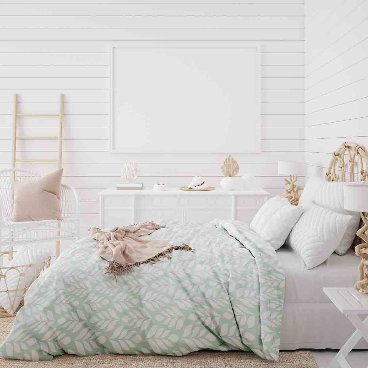 Set de ropa de cama con manta terapéutica verde con abetos