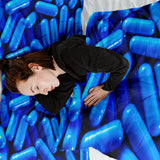 Juego de ropa de cama con manta terapéutica azul tabletas