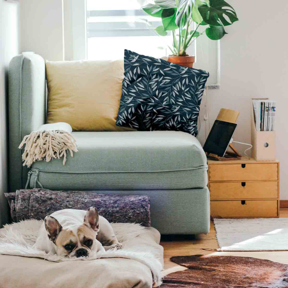 Almohada de salud con ramas azules