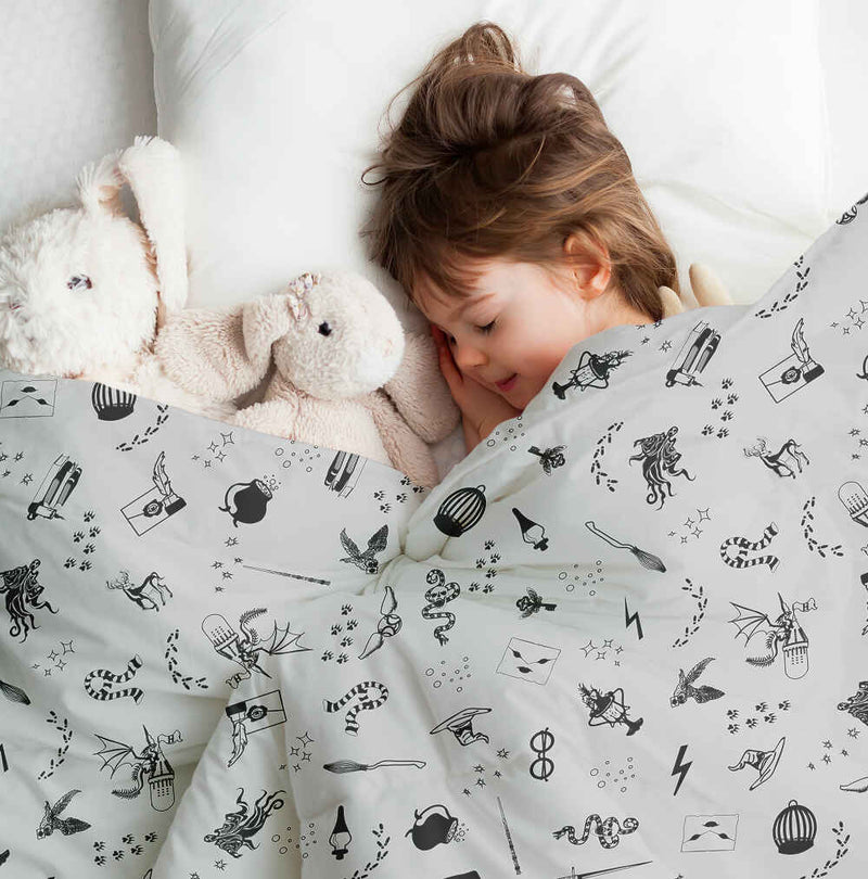 Juego de ropa de cama con manta terapéutica gris magia