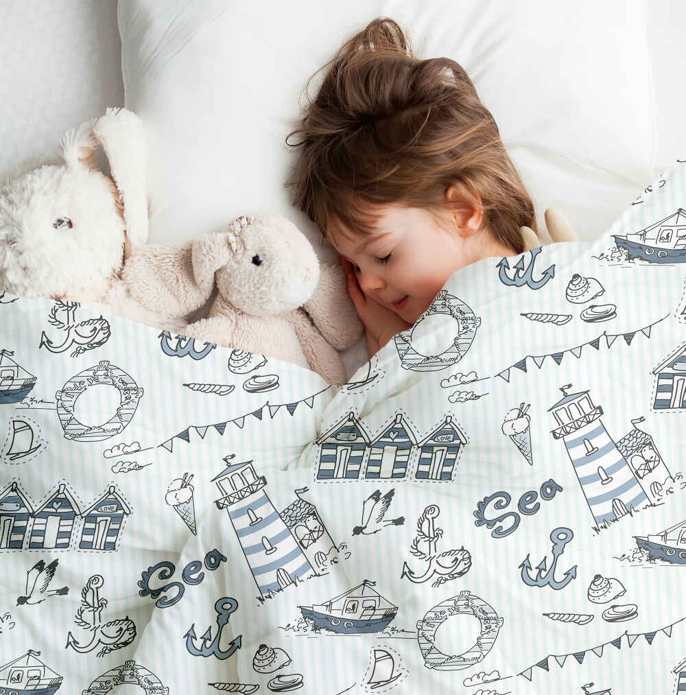 Juego de ropa de cama con manta terapéutica navegación marítima