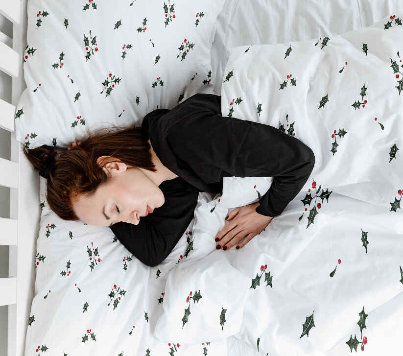 Manta terapéutica original - Funda de algodón blanca con ramas de muérdago