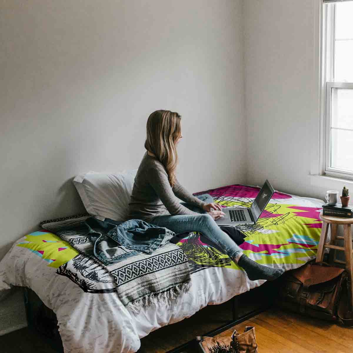 Manta terapéutica original - Funda de algodón Calavera Colorida