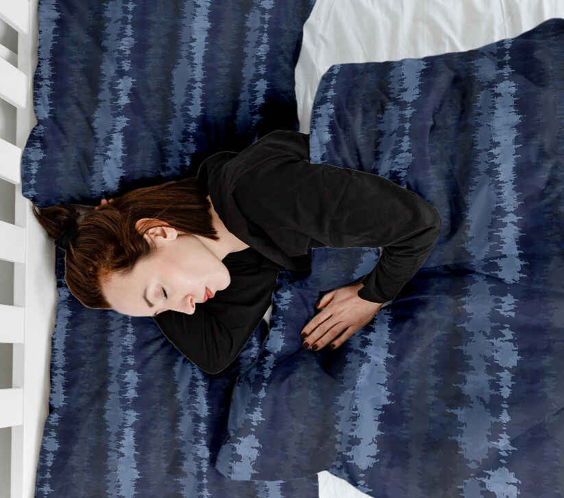 Set de ropa de cama con manta terapéutica ondas sonoras azules