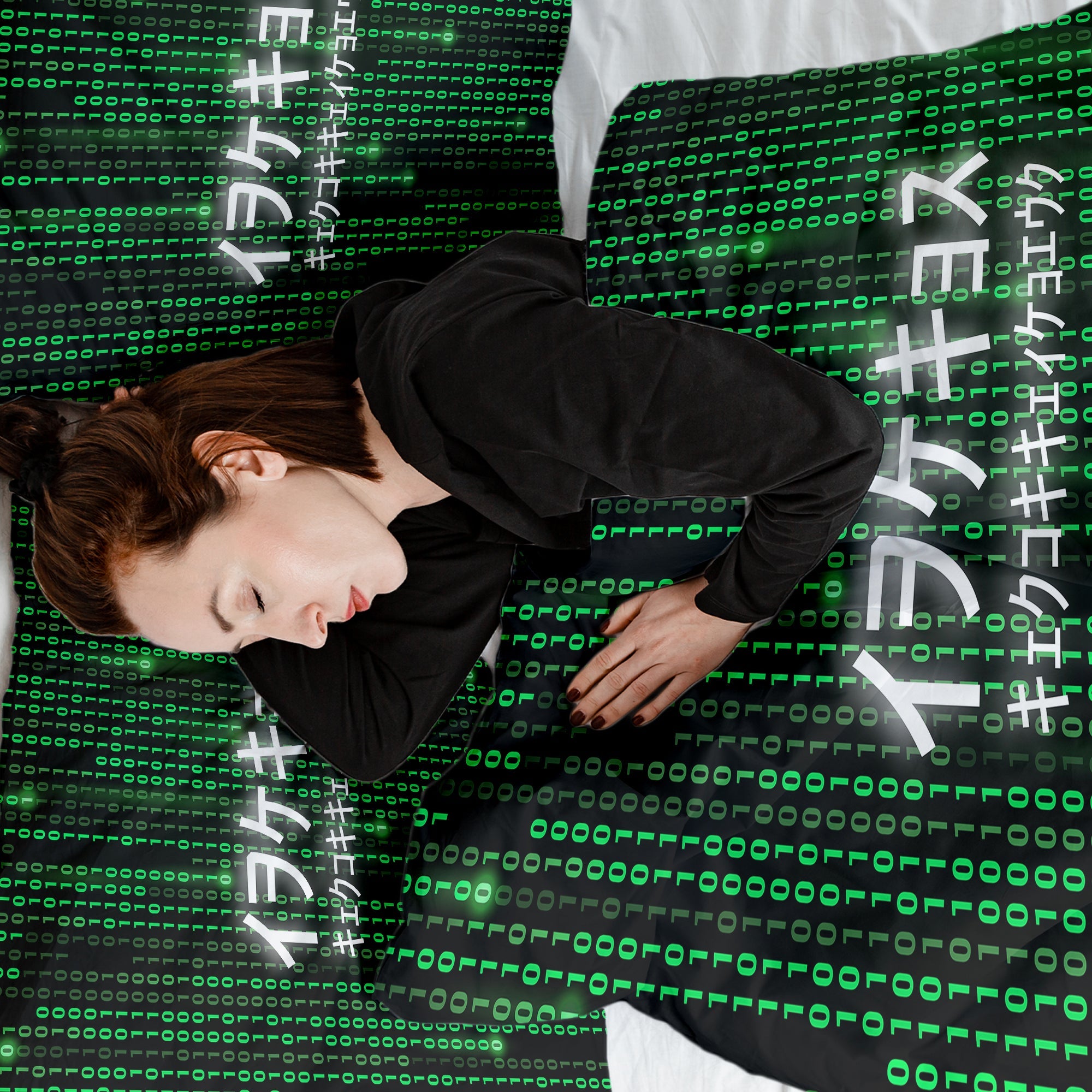 Original Therapiedecke - Juego de ropa de cama de algodón verde The Matrix