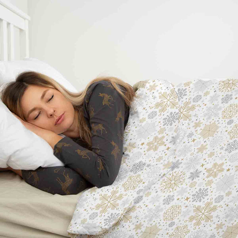 Juego de ropa de cama Therapeidecken con copos de nieve claros