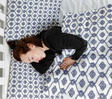 Juego de ropa de cama con manta terapéutica patrón marinero azul