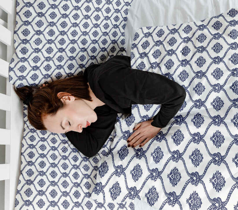 Juego de ropa de cama con manta terapéutica patrón marinero azul