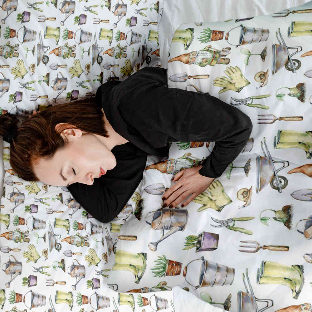 Juego de ropa de cama con manta terapéutica blanca para jardinería