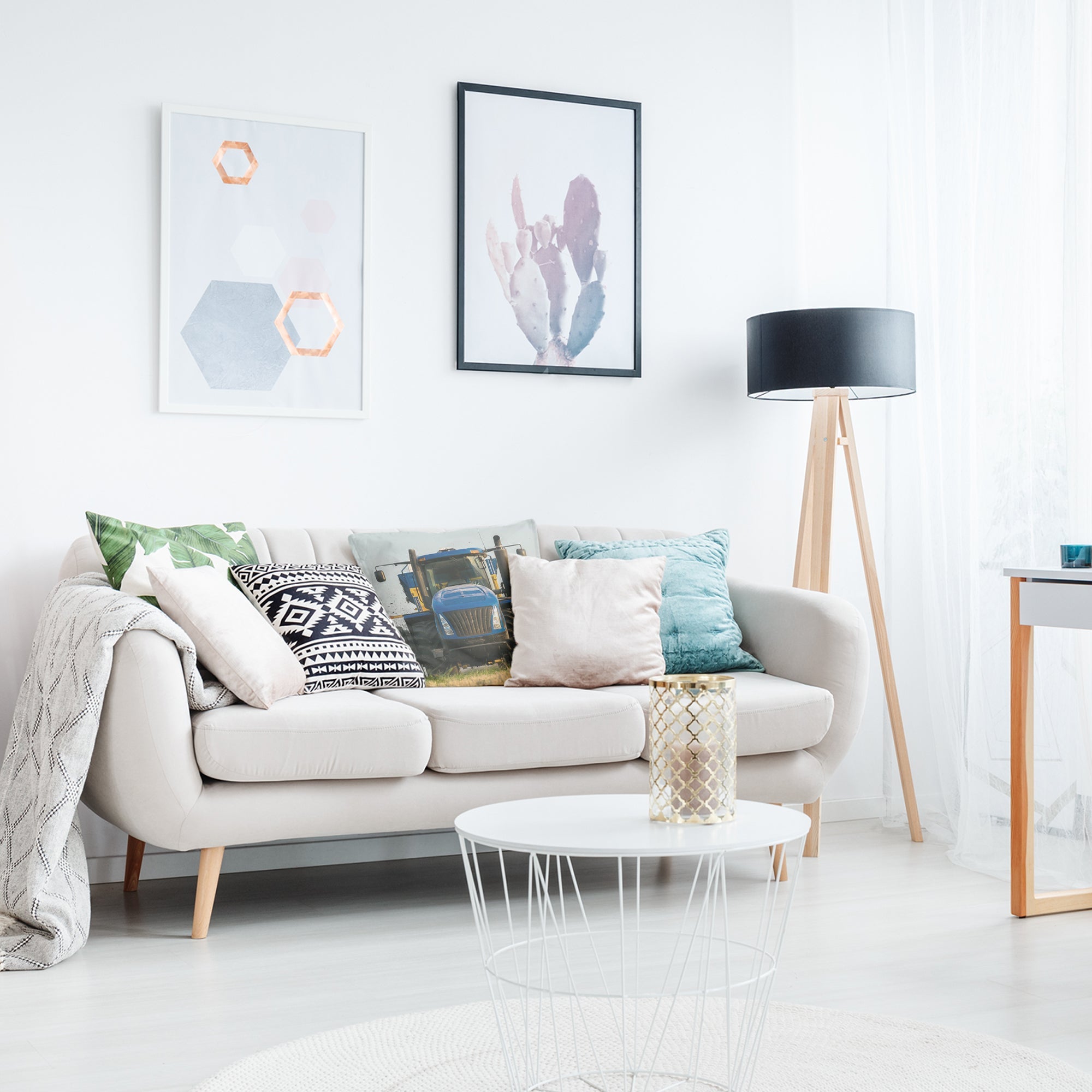 Almohada de salud tractor en azul