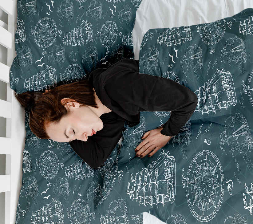 Set de ropa de cama con mantas terapéuticas y barcos