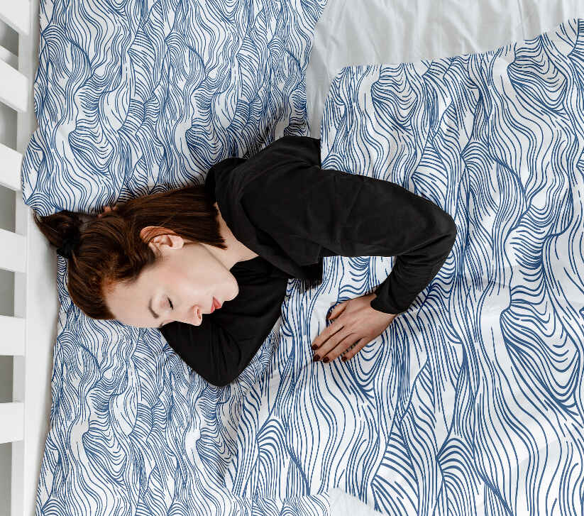 Juego de ropa de cama con manta terapéutica ondas en azul