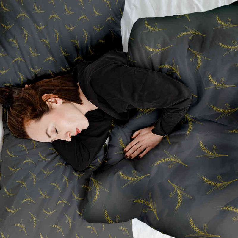 Juego de ropa de cama con manta terapéutica gris con trigo
