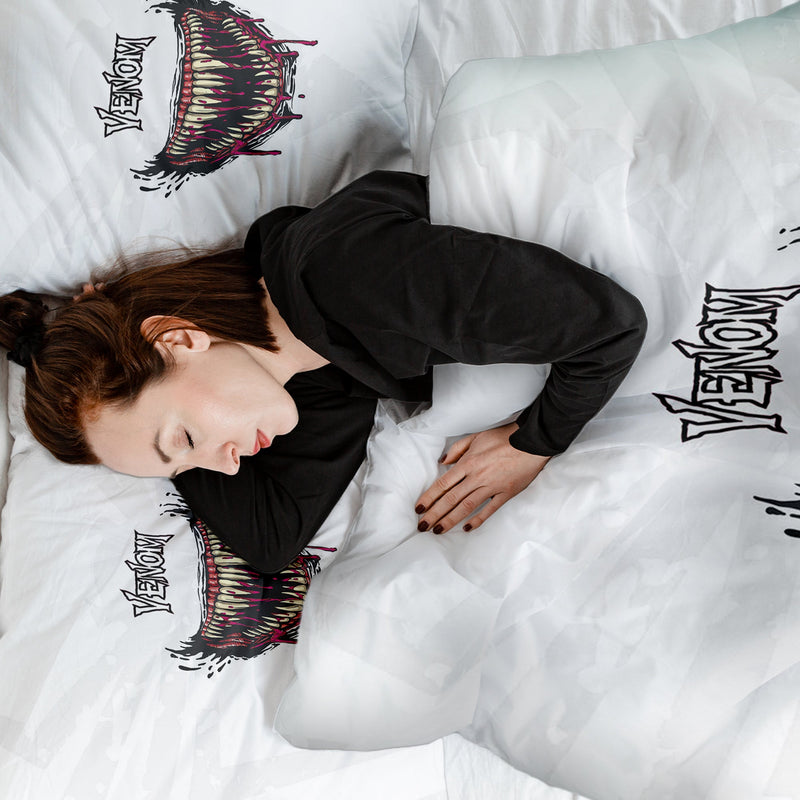 Set de ropa de cama con manta terapéutica blanca Venom