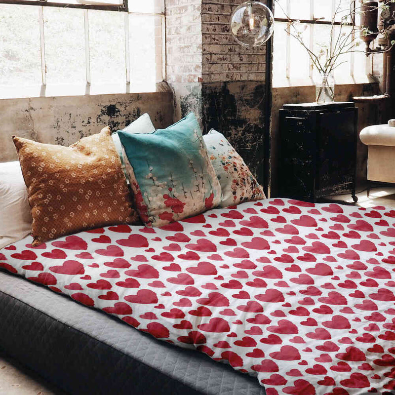 Manta terapéutica original - Funda de algodón Corazones rojos